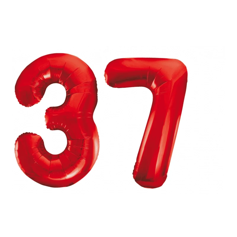 Folieballon 37 jaar rood 86cm