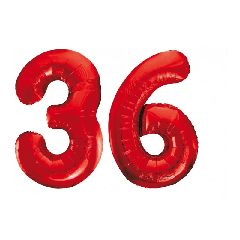 Folieballon 36 jaar rood 86cm