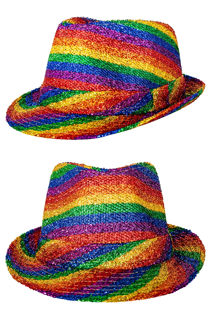 Gleufhoedje regenboog glitter dames en heren