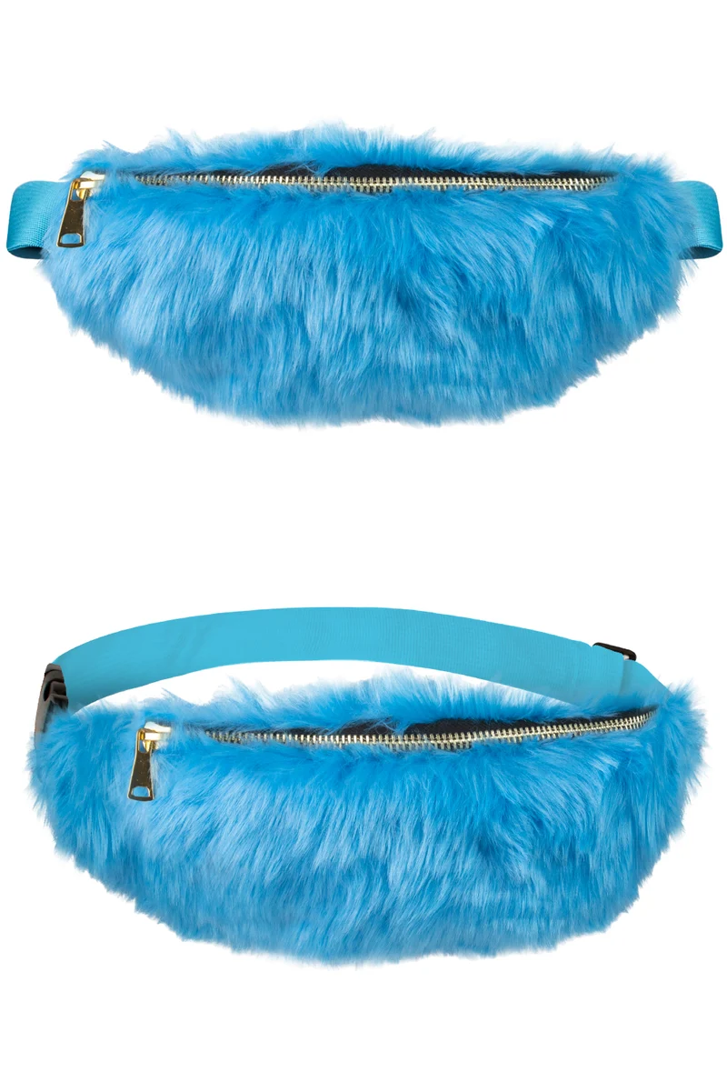 Pluche heuptasje blauw met rits, unisex