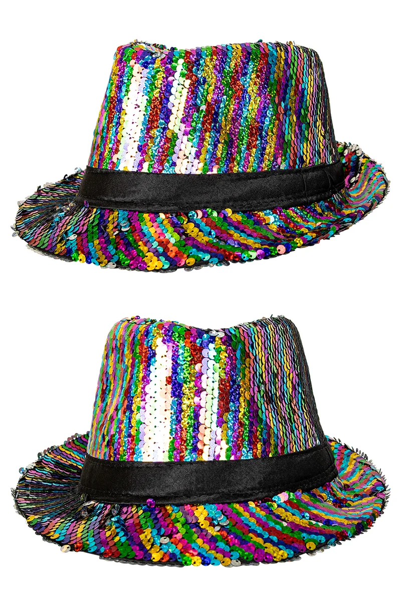 Gleufhoedje pailletten multicolour dames en heren