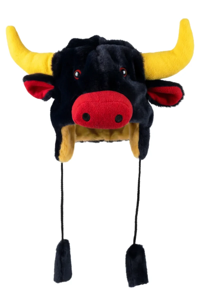 Stierenmuts Bullie Max zwart met gele hoorns