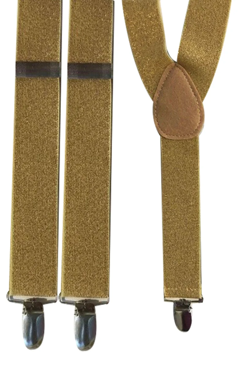 Gouden bretels met lurexglans en zilveren clips unisex