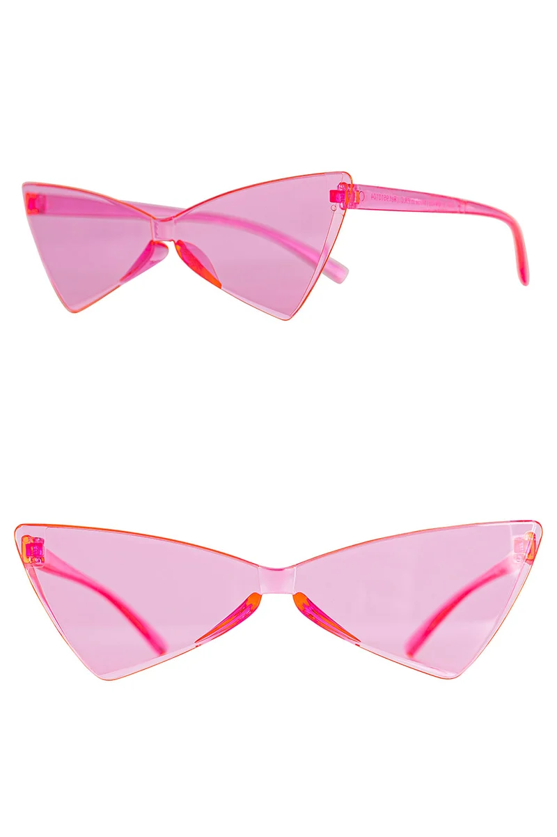 Cat-eye bril roze met randloze puntige glazen