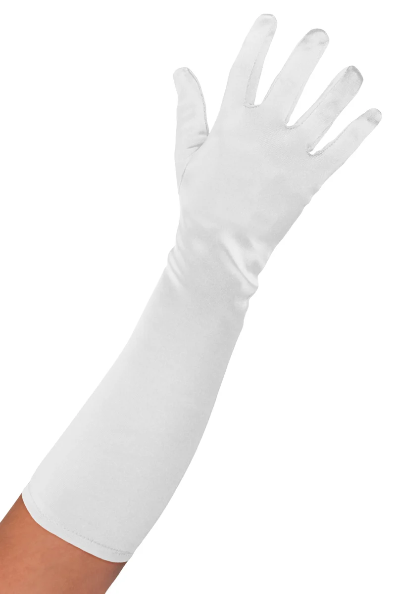 Witte satijnen handschoenen 40 cm dames en heren