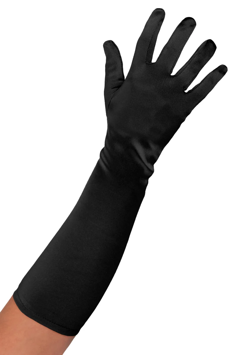 Satijnen handschoenen zwart 40 cm dames en heren