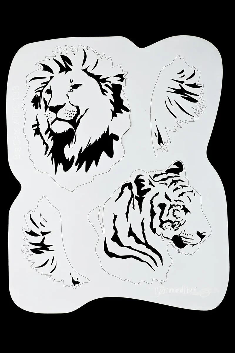 Airbrush sjabloon grote katten leeuw en tijger TattooPro