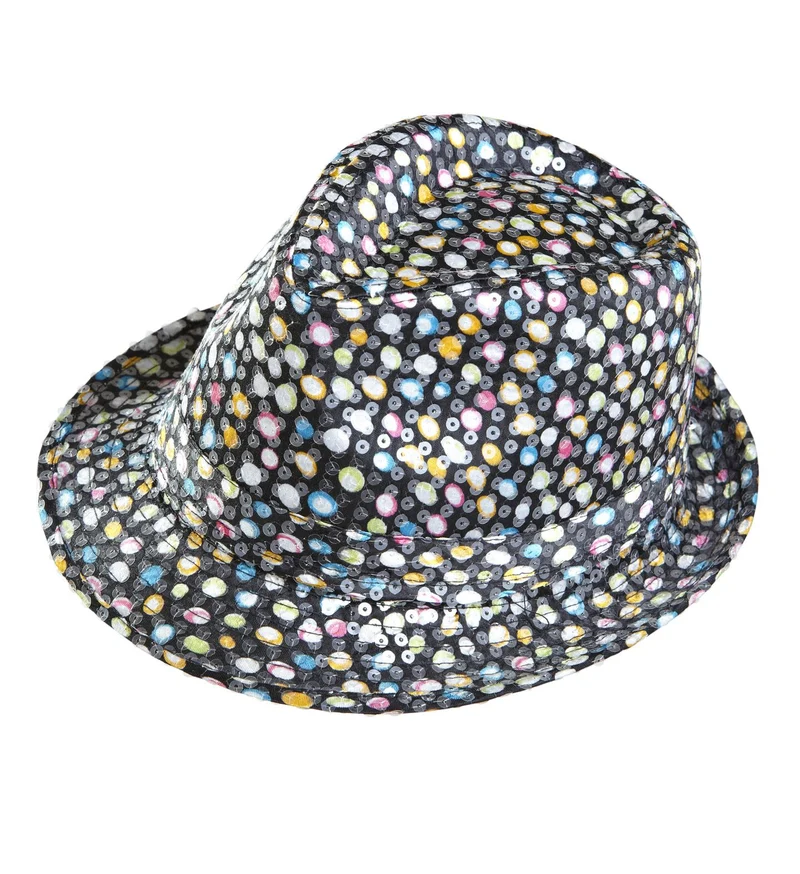 Glitter gleufhoed met gekleurde pailletten