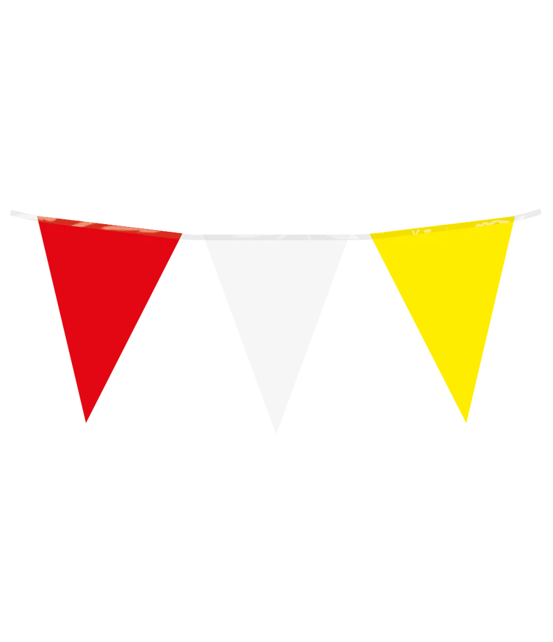 Vlaggenlijn / slinger - 10 meter - rood / wit / geel vlaggetjes