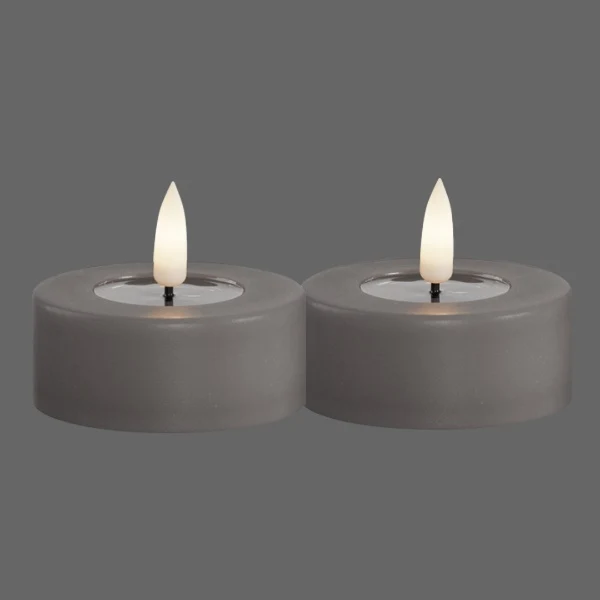 Groot led waxinelicht grijs - 2 stuks - Deluxe Homeart