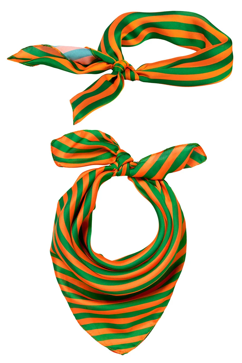 Bandana oranje groen gestreept Tilburg Kruikenstad 52 x 52 cm