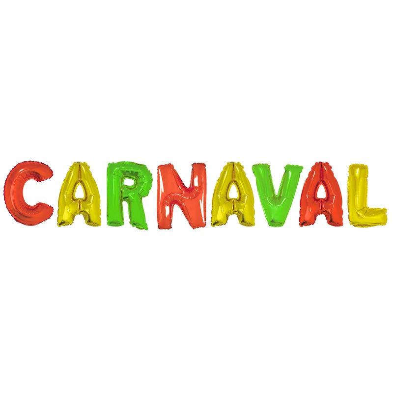 Ballonset carnaval folie letterballonnen 16 inch rood geel groen