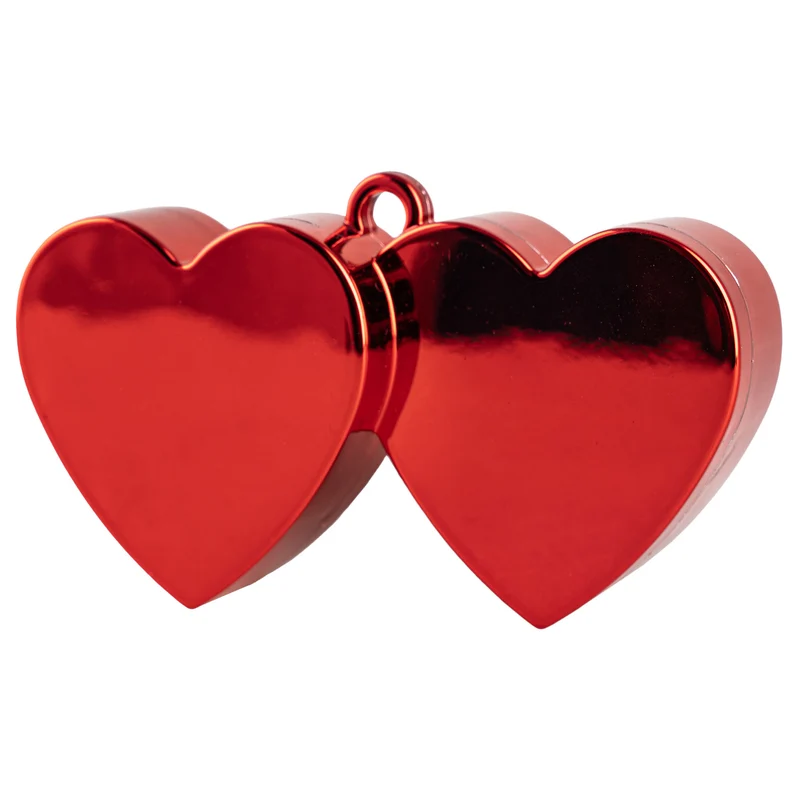 Ballongewicht 2 hartjes rood metallic 12 cm
