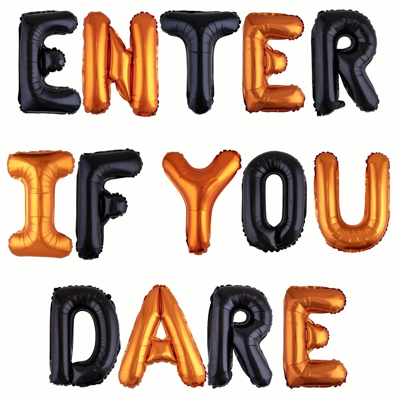 Letterballonnen Halloween Enter If You Dare oranje zwart 41 cm