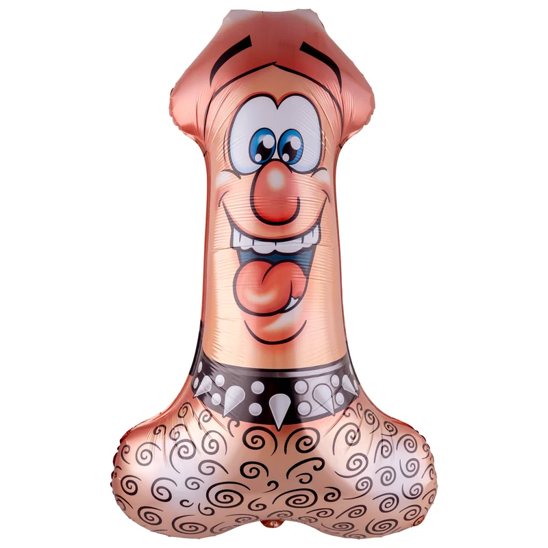 Folieballon penis huidkleur met gezicht 57 x 91 cm