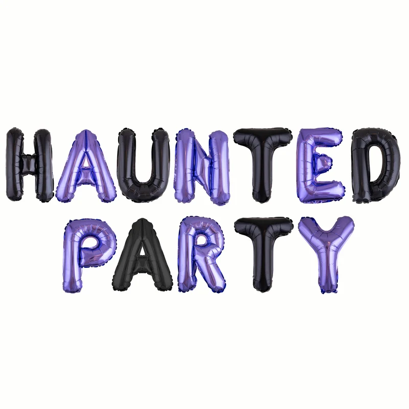 Ballonset Haunted Party paars en zwart folie 41 cm