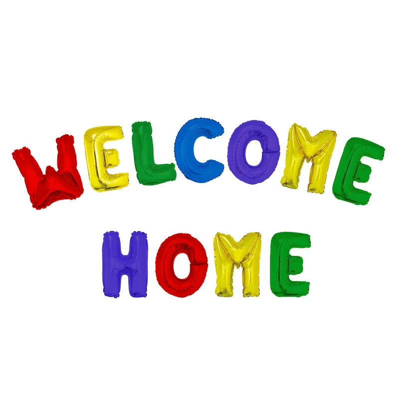 Ballonset welcome home 12 folieletters 40 cm multicolor