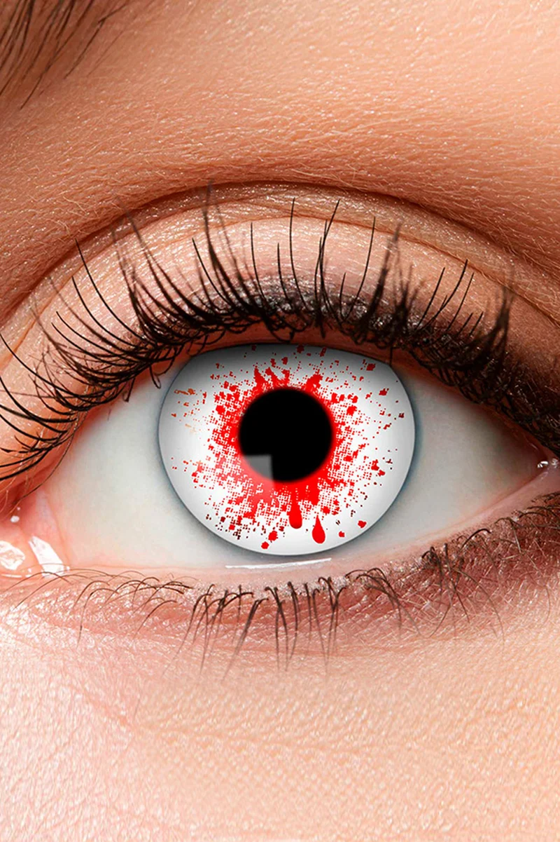 Weeklenzen Bloodshot per paar wit met rode bloedspatten