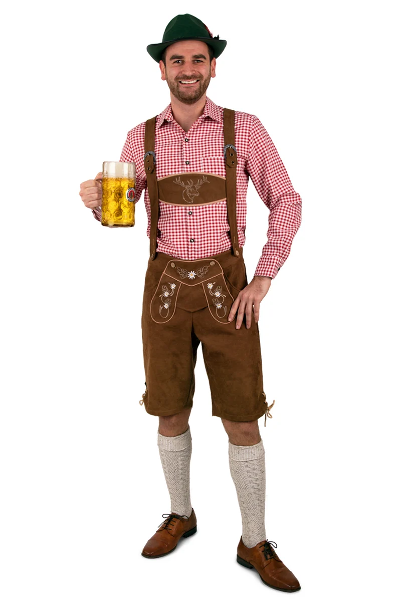 Tiroler broek kort bruin met bretels heren