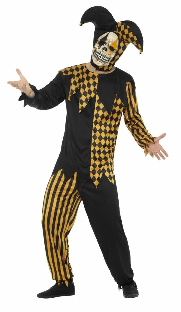 Duivelse Joker pak Halloween goud/zwart