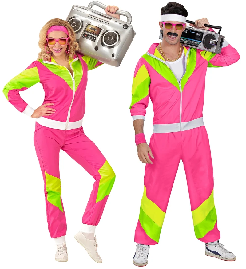 Retro trainingspak roze/geel