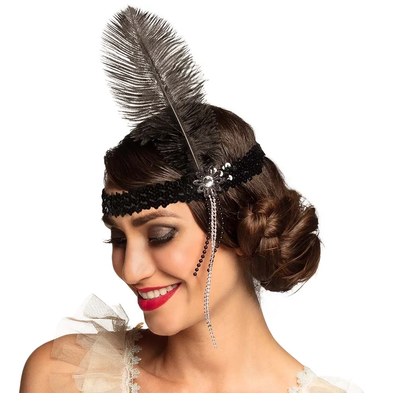 Charleston hoofdband Flapper zwart