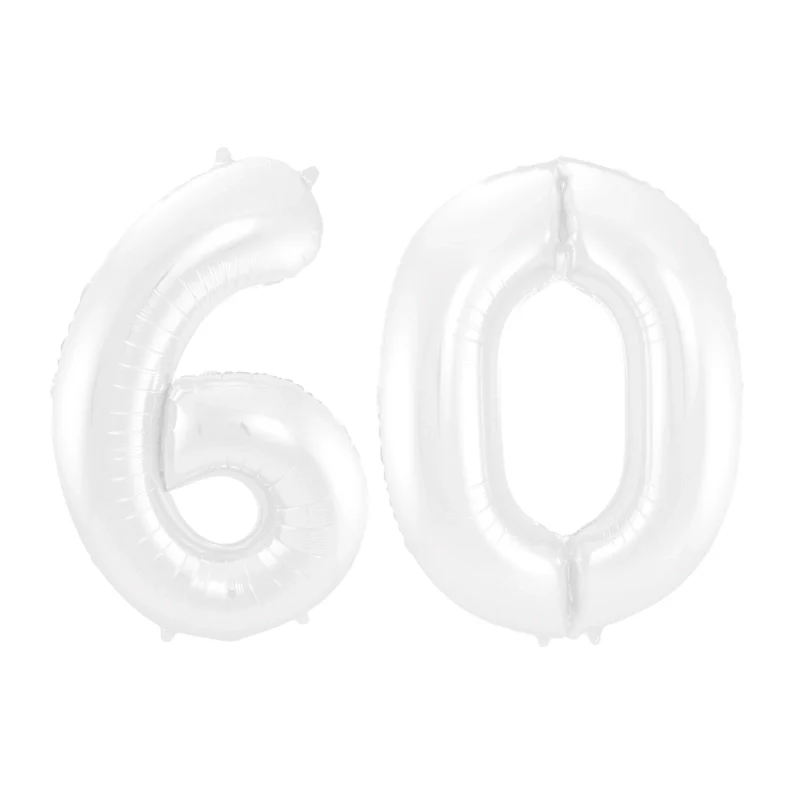 Folieballon 60 jaar metallic wit 86cm