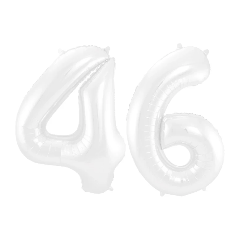 Folieballon 46 jaar metallic wit 86cm