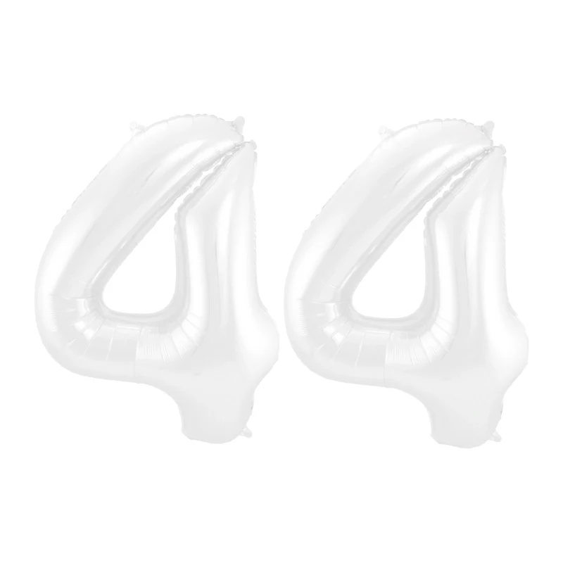 Folieballon 44 jaar metallic wit 86cm