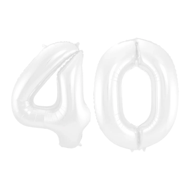Folieballon 40 jaar metallic wit 86cm