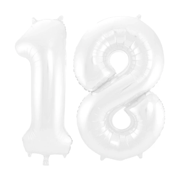 Folieballon 18 jaar metallic wit 86cm