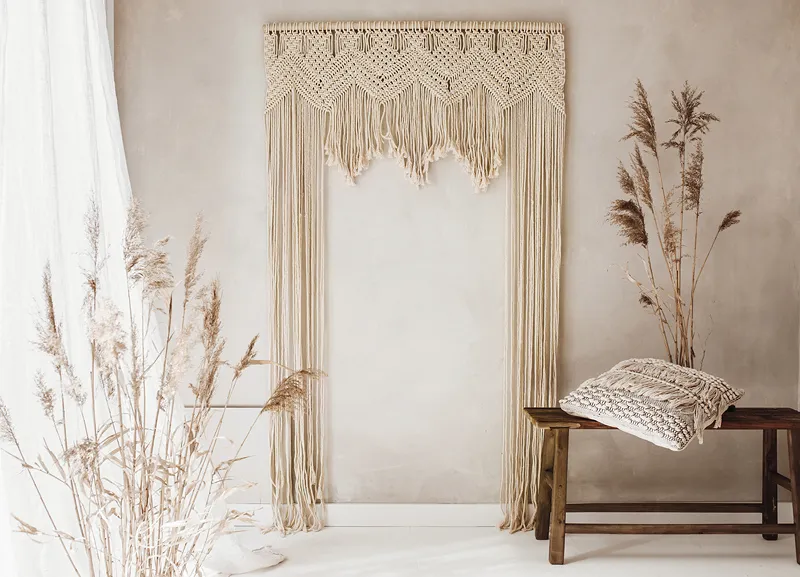 Hangdecoratie Macramé Gebroken Wit 104x182cm