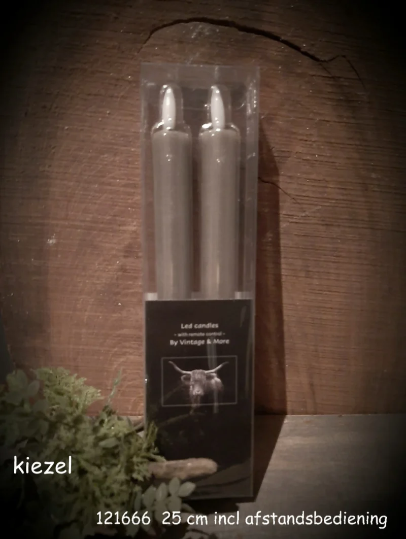 Led dinerkaars kiezelgrijs 24 cm | Vintage & More