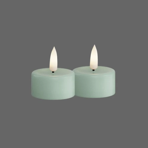 Led waxinelichtjes salie groen - 2 stuks - Deluxe Homeart