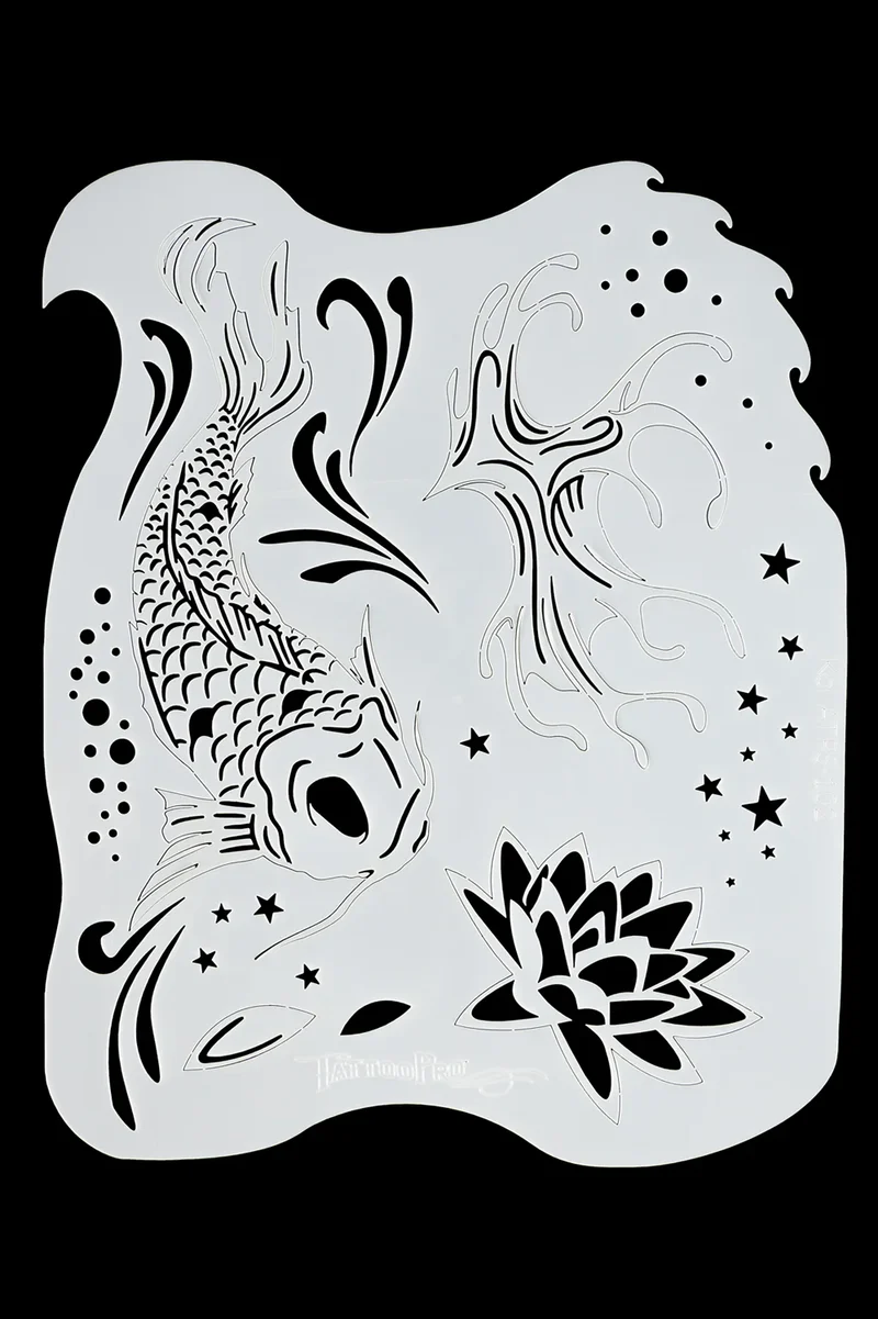 Airbrush sjabloon koi en lotus TattooPro schminksjabloon