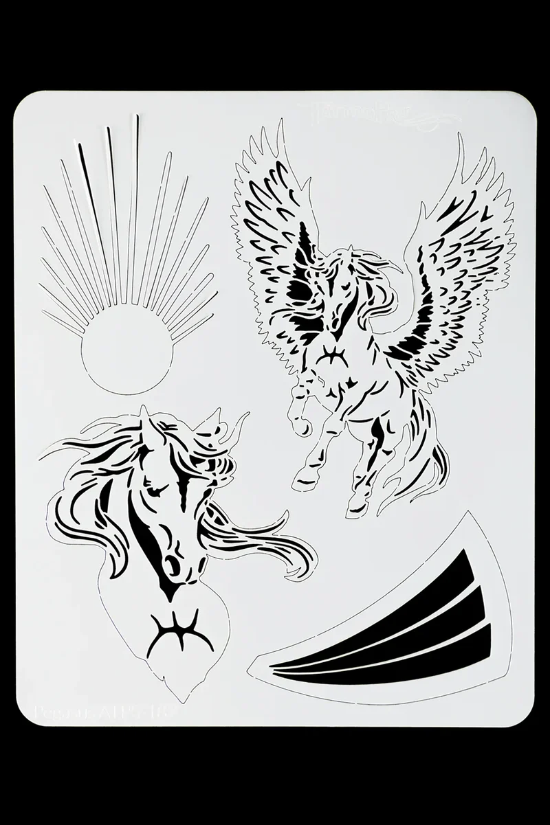Airbrush sjabloon pegasus en paardenhoofd TattooPro