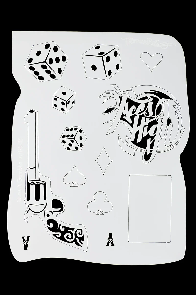 Airbrush sjabloon Guns en Gamblin TattooPro maat S