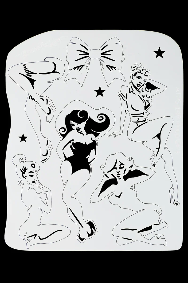 Airbrush sjabloon pin-upgirls TattooPro schminksjabloon