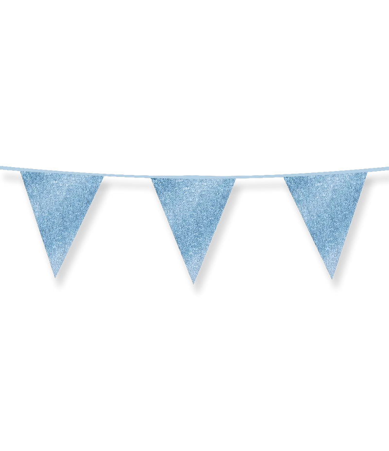 Vlaggenlijn / slinger - 6 meter - glitter blauw vlaggetjes