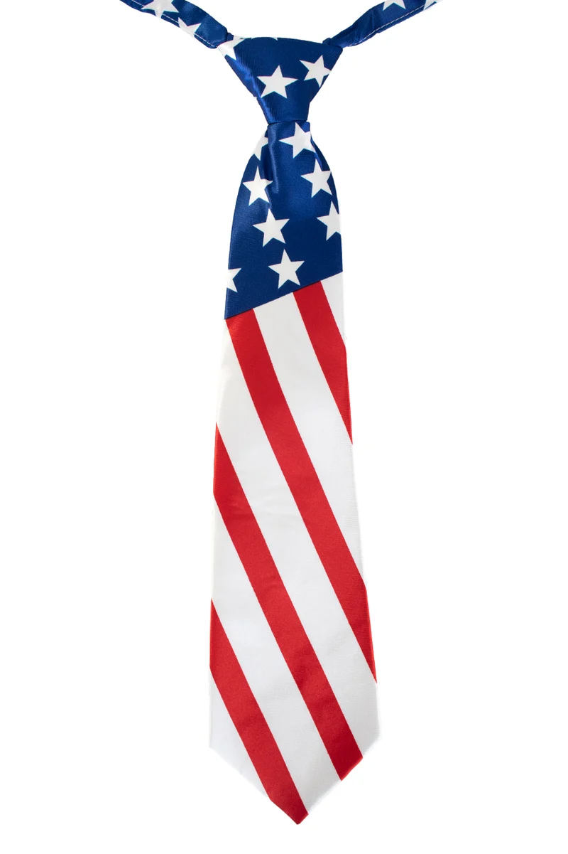 Stropdas Amerikaanse vlag rood wit blauw 42 cm