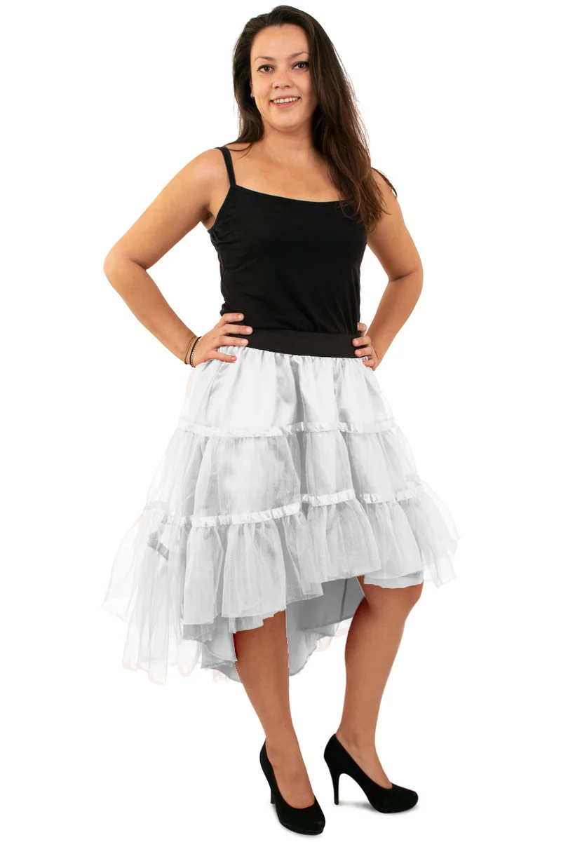 Petticoat schuin wit dames asymmetrische tulerok