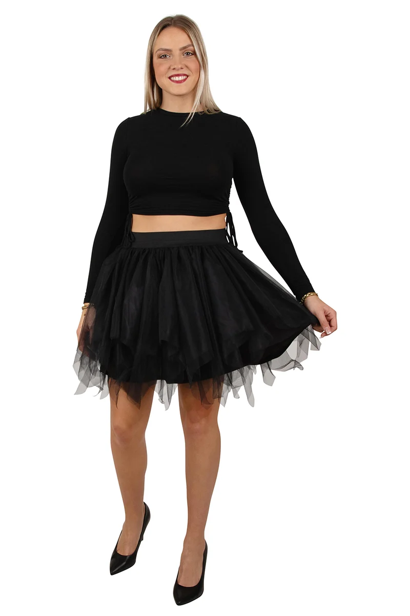 Petticoat zwart dames tule rok 45 cm met punten