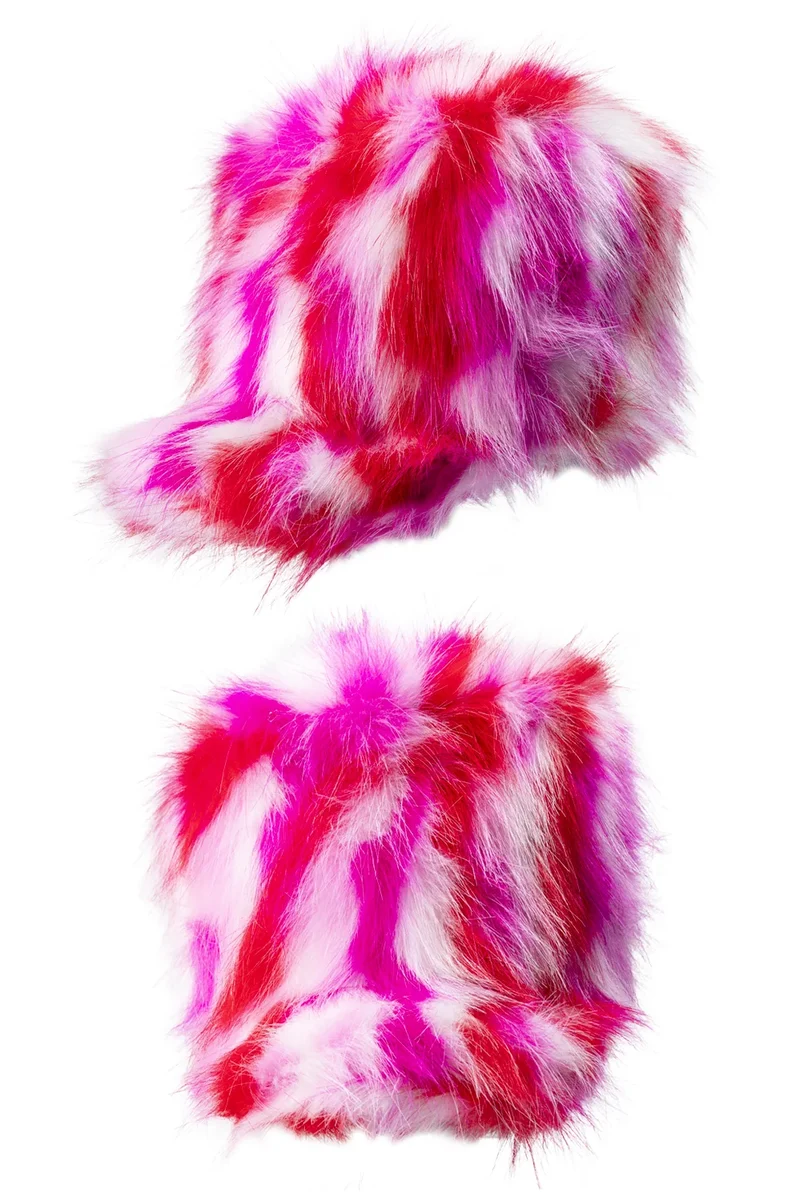 Pluche harmonie hoed Rosava roze rood wit 15 cm