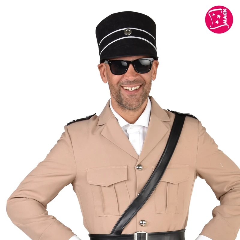 Gendarme pet zwart met zilveren biezen volwassenen