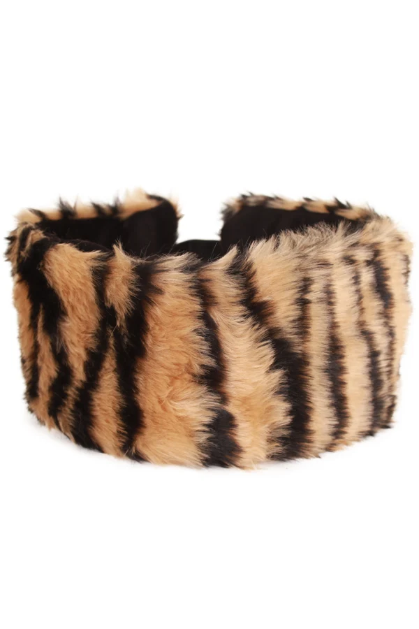 Hoofdband tijger bruin beige met tijgerprint