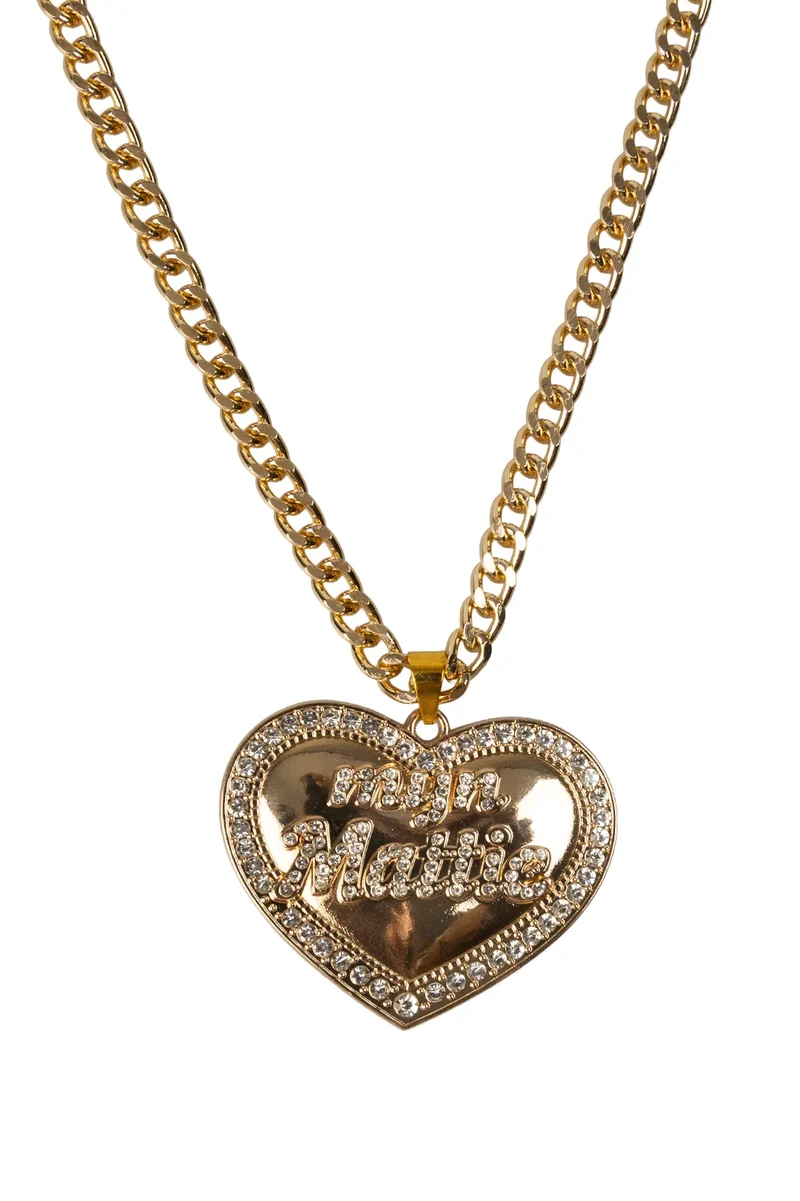 Ketting met hart Mijn Mattie goudkleurig met steentjes