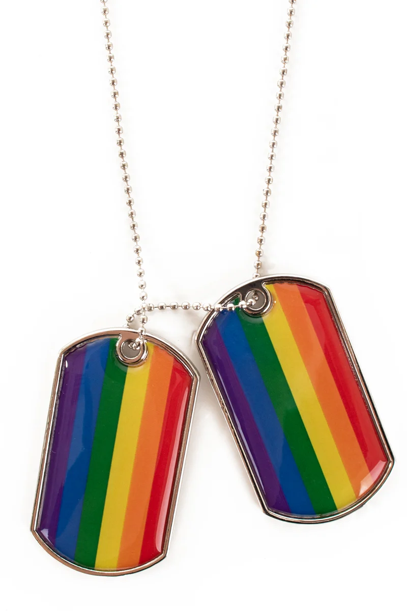 Dogtag ketting regenboog met twee hangers
