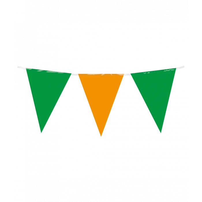 Vlaggenlijn / slinger - 10 meter - groen / oranje vlaggetjes