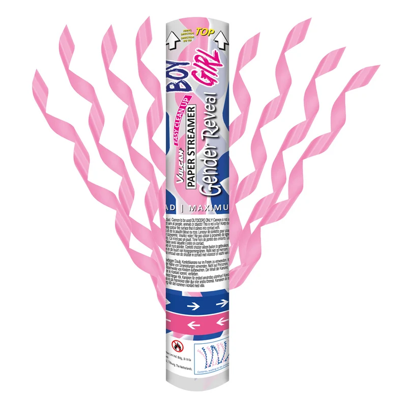Gender Reveal confetti streamers - 3 stuks - girl