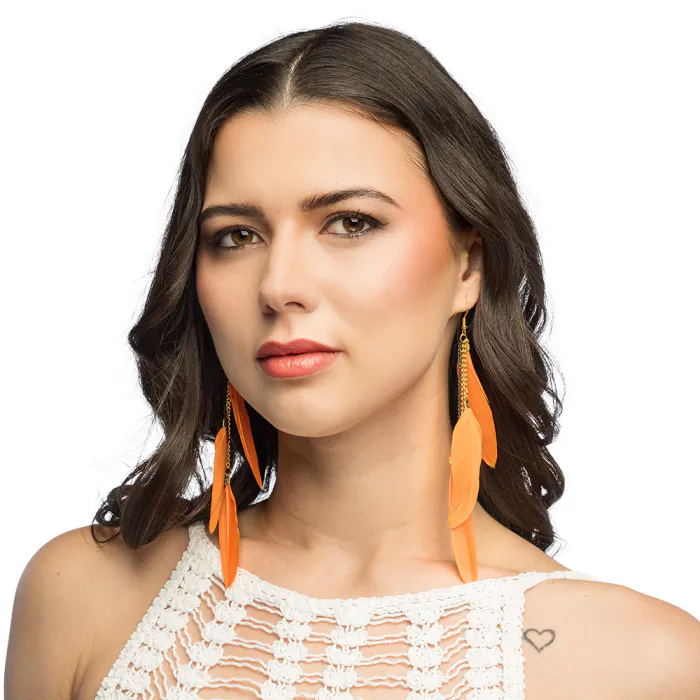 Veren Oorbellen Boho Orange Party